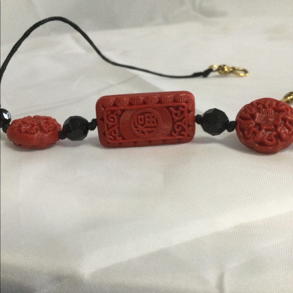 Vintage Red & Black Far East Hemp Cord Necklace with AGP Fasteners - Picture 5 of 7